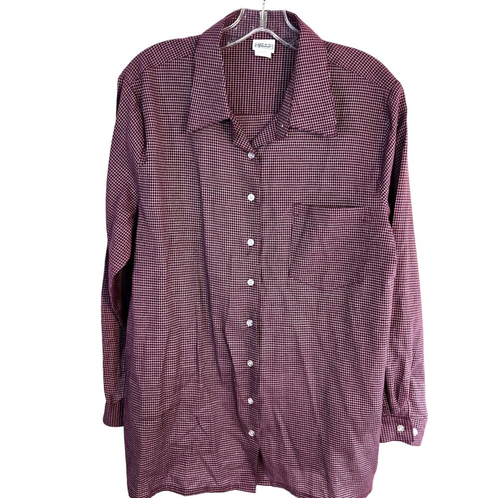 Haland Men's Shirt Large L Dress Button Down Maroon Checked Top